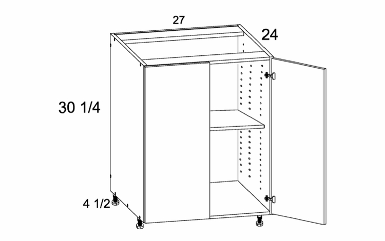 B27FH: Full Height Two Door Base: Palermo Gloss White Kitchen Cabinets