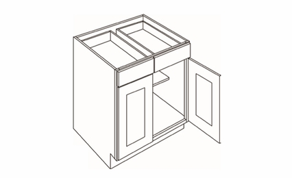 B30: 2 Drawer 2 Door Base Cabinets: Country Oak Honey Kitchen Cabinets