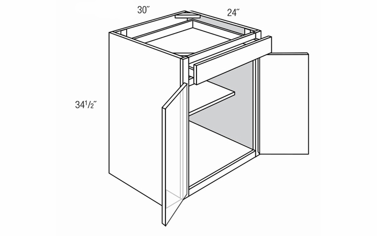 B30B: Double Door Base Cabinet: Dover Castle RTA Kitchen Cabinet