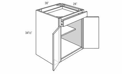 B30B: Double Door Base Cabinet: Upton Brown RTA Kitchen Cabinet
