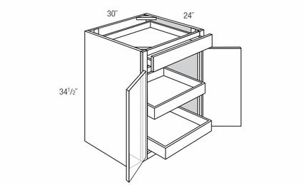 B30BSCRT: Base Cabinet With Soft Close Roll-Out Trays: Yarmouth Slab RTA Kitchen Cabinet