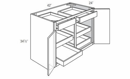 B42SCRT: Base Cabinet With Soft Close Rollouts: Upton Brown RTA Kitchen Cabinet