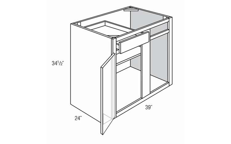 BBC42/45: Blind Base Corner Cabinet: Trenton Slab RTA Kitchen Cabinet