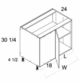 BBC43/46FH: Full Height One Door Blind Base: Rivera Oyster Shell Kitchen Cabinets
