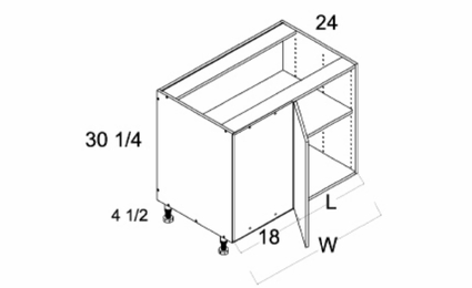 BBC46/49FH: Full Height One Door Blind Base: Palermo Gloss White Kitchen Cabinets