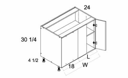 BBC49/52FH: Full Height Two Door Blind Base: Rivera Conch Shell Kitchen Cabinets