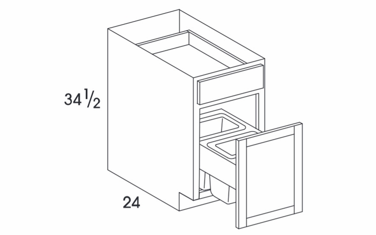 Berwyn Opal Paint BWB18: Base Wastebasket Cabinet: Assembled Kitchen Cabinets