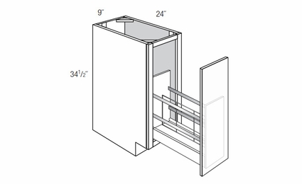 BF09TRAYDIVPO: Base Cabinet With Tray Divider Pullout: Amesbury Mist RTA Kitchen Cabinet