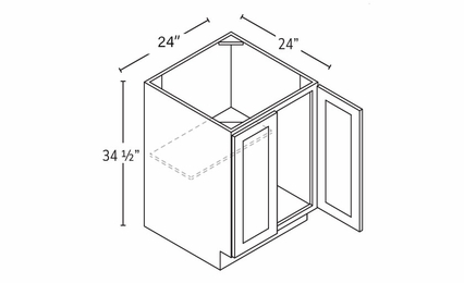 Blaze Black Shaker FB24B: Full Height Base Cabinet: RTA Kitchen Cabinet