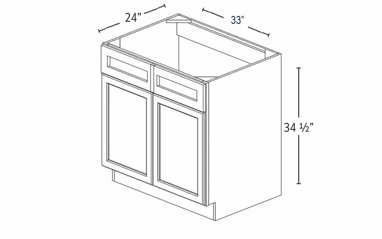 Blaze Black Shaker SB33B: Sink Base Cabinet: RTA Kitchen Cabinet