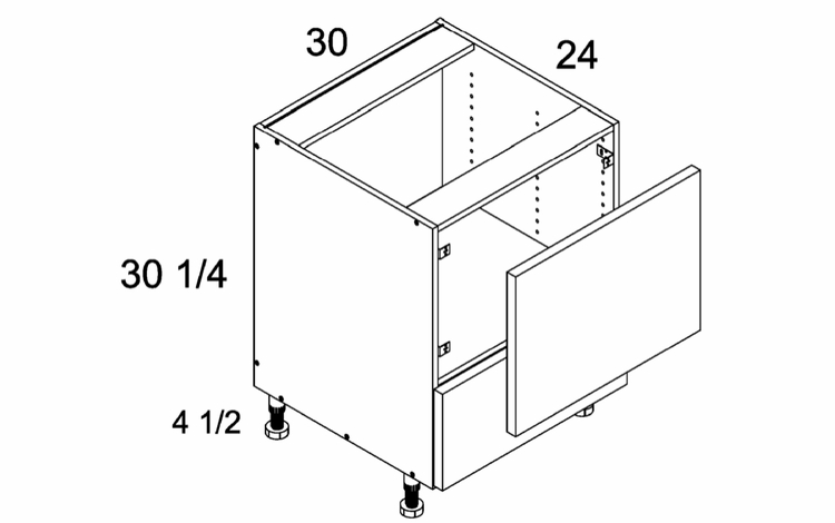 BMW30: Microwave Base Cabinet: Torino Grey Wood Kitchen Cabinets