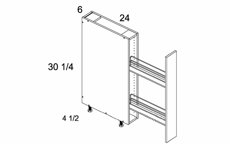 BPO6FH: Base Rollout With Basket Pullout: Rivera Conch Shell Kitchen Cabinets