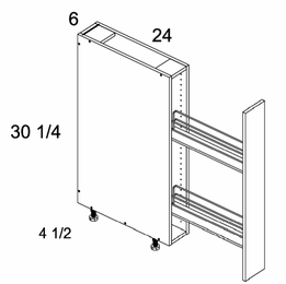 BPO6FH: Base Rollout With Basket Pullout: Torino Grey Wood Kitchen Cabinets