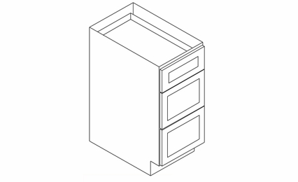 Champagne Shaker DB15: 3 Drawer Base Cabinet: RTA Kitchen Cabinet