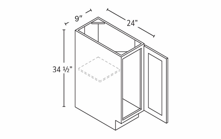 Champagne Shaker FB09: Full Height Base Cabinet: RTA Kitchen Cabinet