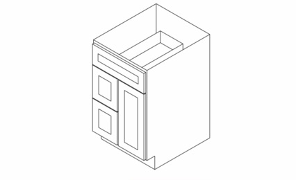 Champagne Shaker S3021DL: Left Bathroom Vanity: RTA Kitchen Cabinet