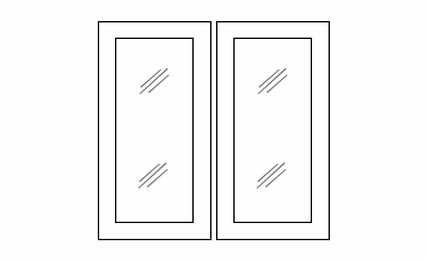 Champagne Shaker W3642BGD: Glass Door Set - No Mullion: RTA Kitchen Cabinet