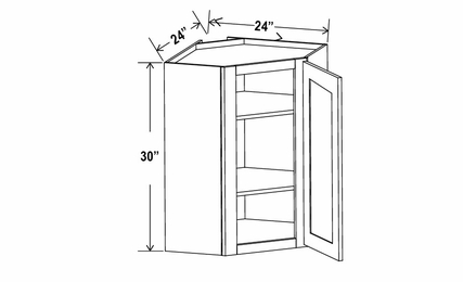 Charleston White DCW2430: Wall Diagonal Corner Cabinet: Assembled Kitchen Cabinets
