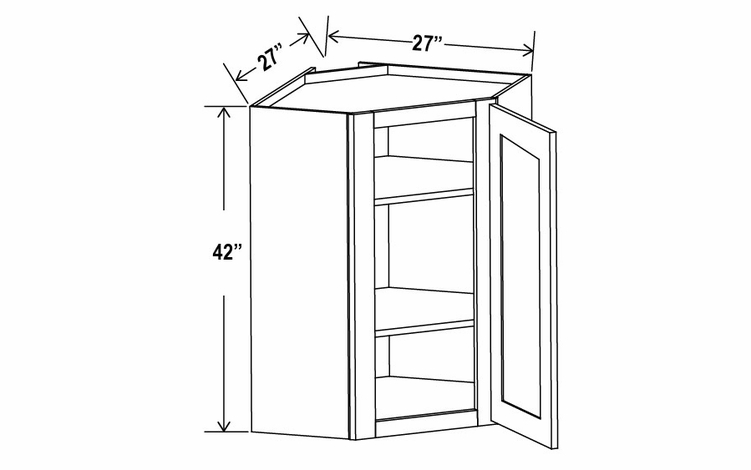 Charleston White DCW2742: Wall Diagonal Corner Cabinet: Assembled Kitchen Cabinets