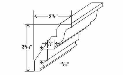 Charleston White RCM4S: Inset Crown Molding: Assembled Kitchen Cabinets