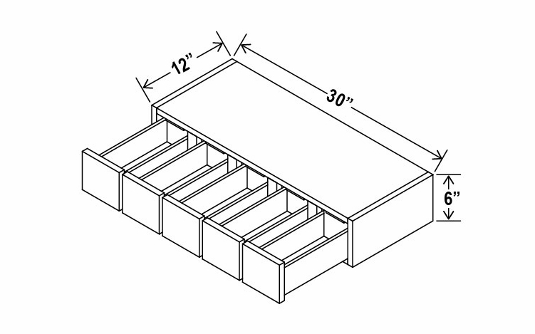 Charleston White WSD630: Wall Spice Drawer: Assembled Kitchen Cabinets