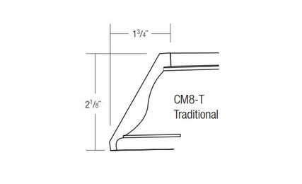 CM8-T: Traditional Crown Molding: Amesbury White RTA Kitchen Cabinet