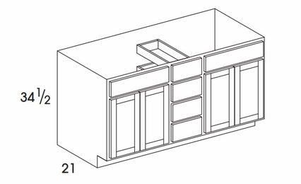 Dartmouth 5-Piece White VSB60DB4: Vanity Sink Drawer Base Cabinet: Assembled Kitchen Cabinetss