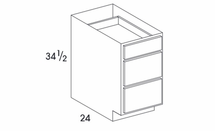 Dartmouth Brownstone DB24D3: 3 Drawer Base Cabinet: Assembled Kitchen Cabinets