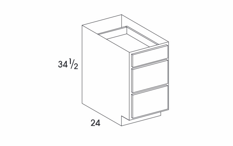 Dartmouth Dark Sable DB21D3: 3 Drawer Base Cabinet: Assembled Kitchen Cabinets