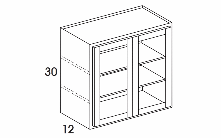 Dartmouth Grey Stain WMD3030: Wall Cabinet With Doors Prepped For Glass (No Mullions): Assembled Kitchen Cabinetss