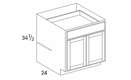 Dartmouth Pewter Paint B24DD: Base Cabinet: Assembled Kitchen Cabinets