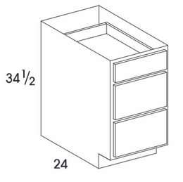 Dartmouth Pewter Paint DB30D3: 3 Drawer Base Cabinet: Assembled Kitchen Cabinets