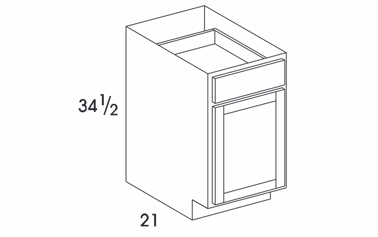 Dartmouth Pewter Paint VB15: 1 Door 1 Drawer Vanity Base Cabinet: Assembled Kitchen Cabinetss