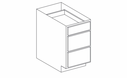 Dartmouth Seabreeze Paint DB24D3: 3 Drawer Base Cabinet: Assembled Kitchen Cabinets