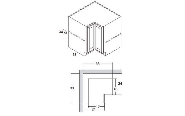 Dartmouth Stonybrook Paint BER33: Easy Reach Corner Base Cabinet: Assembled Kitchen Cabinets