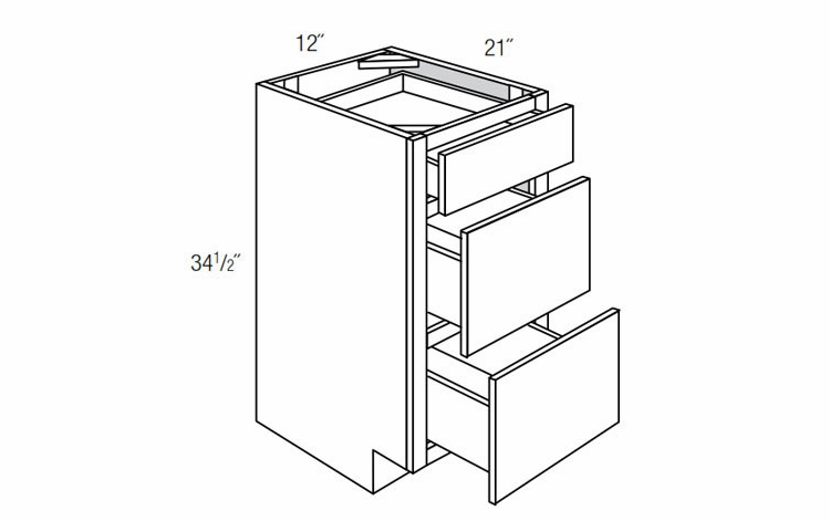 DB12: Drawer Base Cabinet: Dover Lunar RTA Kitchen Cabinet