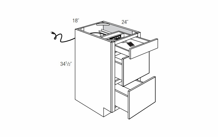 DB18CHGDR18: Drawer Base Cabinet With Charging Drawer: Yarmouth Raised RTA Kitchen Cabinet