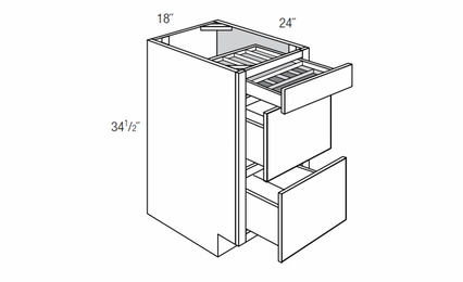 DB18TTCD18: Drawer Base Cabinet With 2 Tier Cutlery Drawer: Amesbury White RTA Kitchen Cabinet