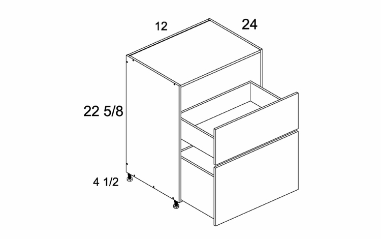 DDR2DB12: Two Drawer Desk Base: Palermo Gloss White Kitchen Cabinets