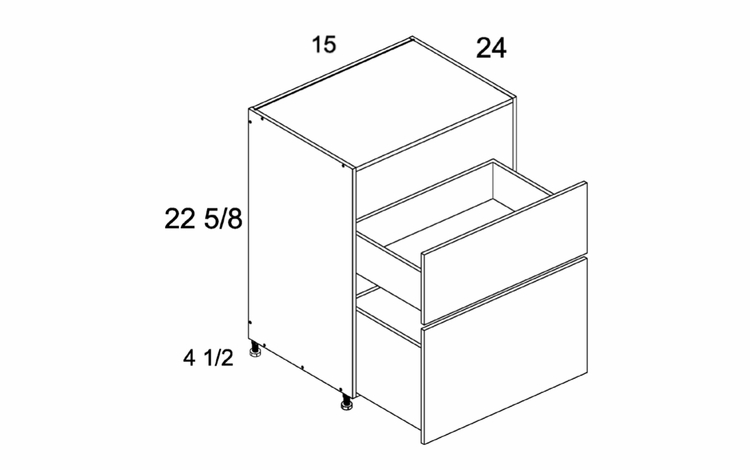 DDR2DB15: Two Drawer Desk Base: Palermo Gloss White Kitchen Cabinets