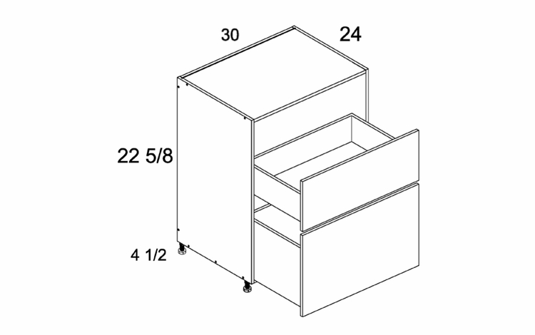 DDR2DB30: Two Drawer Desk Base: Palermo Gloss White Kitchen Cabinets