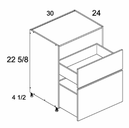DDR2DB30: Two Drawer Desk Base: Palermo Gloss White Kitchen Cabinets