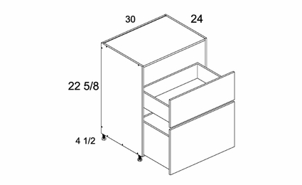 DDR2DB30: Two Drawer Desk Base: Torino White Pine Kitchen Cabinets
