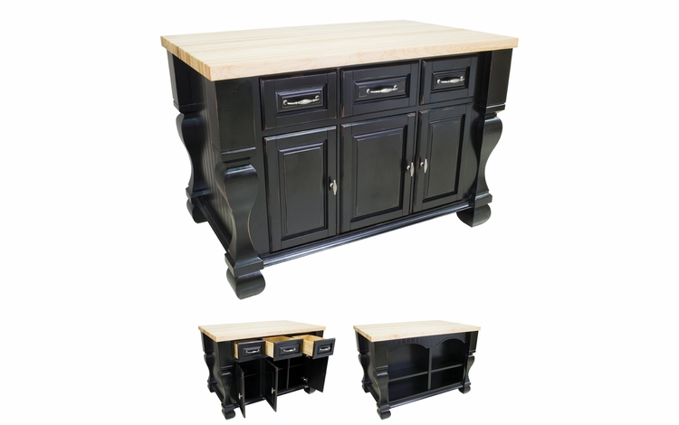 Distressed Black Kitchen Island-ISL01-DBK