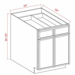 Double Dove White B33: Double Door Base Cabinet: Assembled Kitchen Cabinets