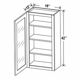 Double Dove White W1842GD: 42"High Wall Cabinet With 1 Glass Door: Assembled Kitchen Cabinets