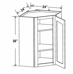 Double Smokey Gray DCW2436: Wall Diagonal Corner Cabinet: Assembled Kitchen Cabinets