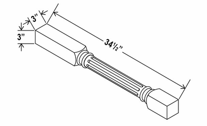 Double Smokey Gray FLDL: Fluted Decorative Leg: Assembled Kitchen Cabinets