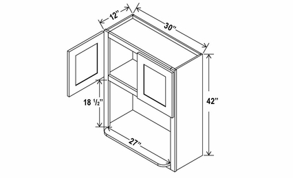 Double Smokey Gray MO3042: Microwave Wall Cabinet: Assembled Kitchen Cabinets
