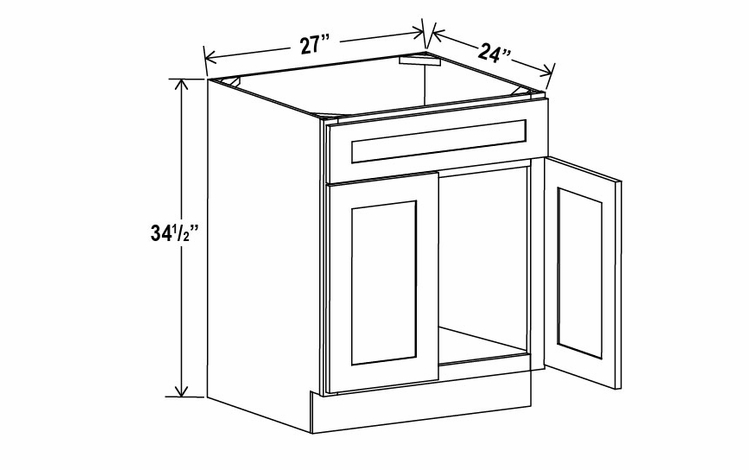Double Smokey Gray SB27: Sink Base Cabinet: Assembled Kitchen Cabinets